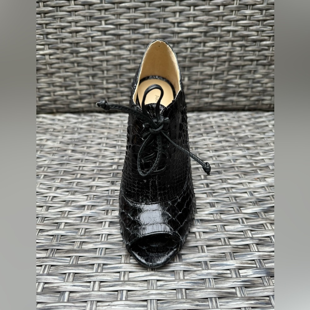 Alexandre Birman Python Peep Toe Lace Up Bootie N… - image 3